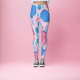 Leggings Pickleball Paddles et boules Pink Preppy