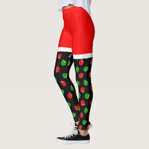 Leggings Pickleball Père Noël Shorts Rouge & Ornements Vert