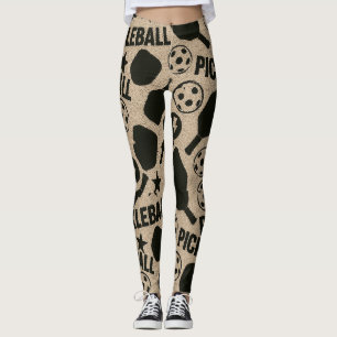 Leggings Pickleball Stencil Motif Art