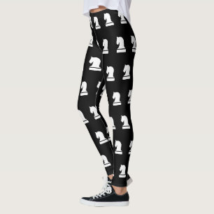 Leggings Pièce d'échecs en noir et blanc légendes motifs