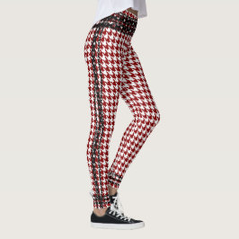 Leggings Pied-de-poule blanc rouge d'équilibre à chaînes