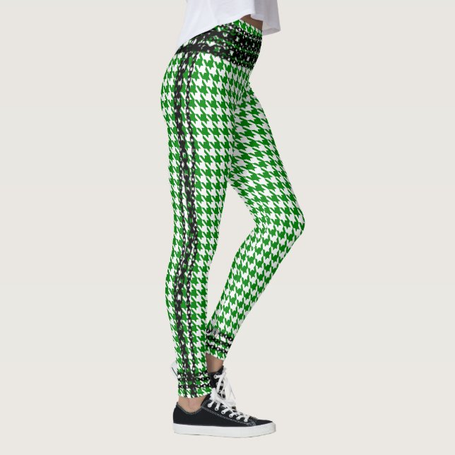 Leggings Pied-de-poule blanc vert de Kelly d'équilibre à (Droite)
