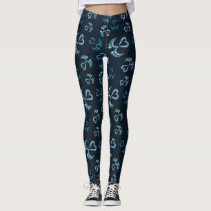 Leggings Pieds bébé et Coeurs avec Motif Parties scintillan