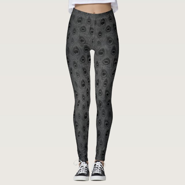 Leggings Pièges à oeil noir poster de animal sur gris (Devant)