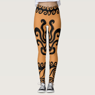 Leggings Pieuvre grecque ancienne, motif à vagues