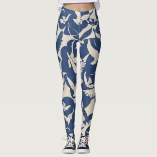Leggings Pigeons en blanc et bleu motif Leging