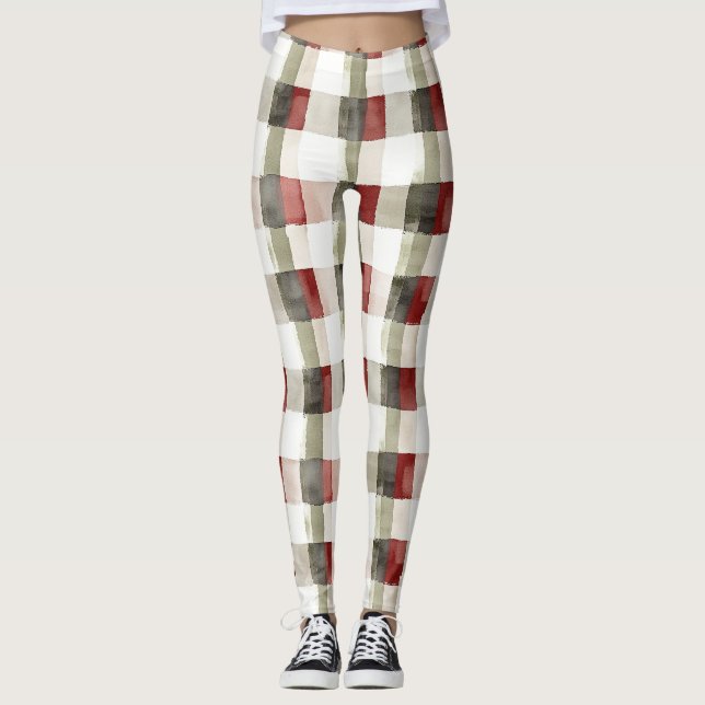 Leggings Pine Vert ivoire Rouge rayures Noël (Devant)