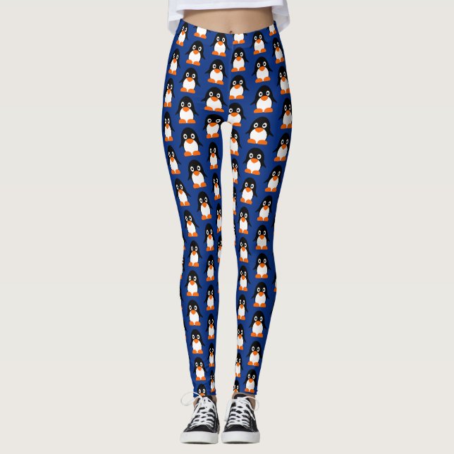 Leggings pingouin à pattes noires bleues (Devant)
