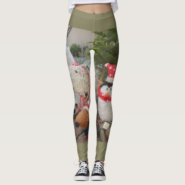 Leggings Pingouin de Noël et jouet de rennes (Devant)