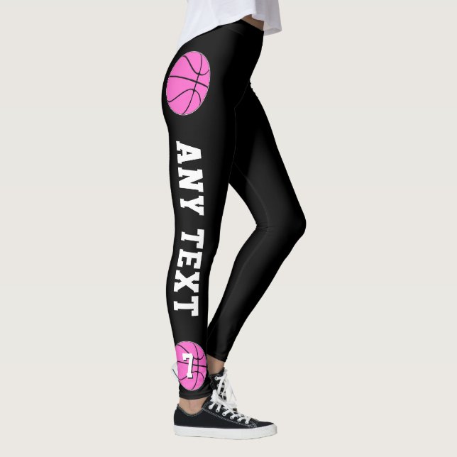 Leggings Pink Basket Custom Nom de l'équipe et Numéro du jo (Droite)