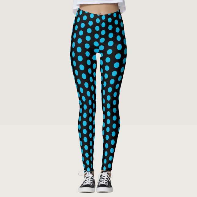 Leggings Pink chaud sur les pattes Motifs de Polka Noir (Devant)