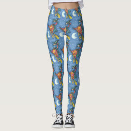 LEGGINGS PINK FLAMANT ROSE WITCH SUR BROOM HALLOWEEN LEGING
