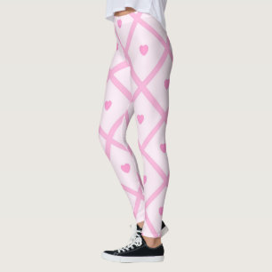 Leggings Pink Heart Moderne Plaid Collection
