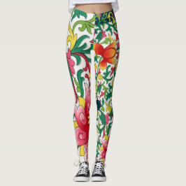 Leggings Pink Lotus Garden Botanique Chinoiserie