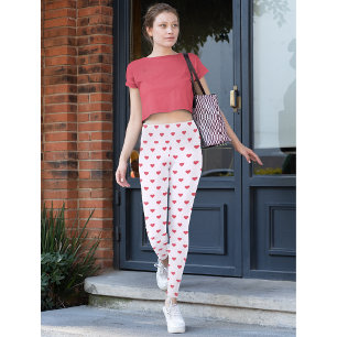 Leggings Pink Love Hearts Motif Yoga Voyage Fashion Party