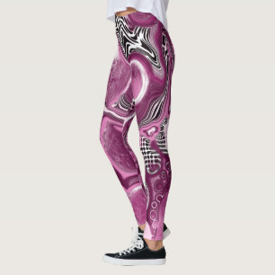 Leggings Pink, Magenta et Black Fluid Art Pour Peinture
