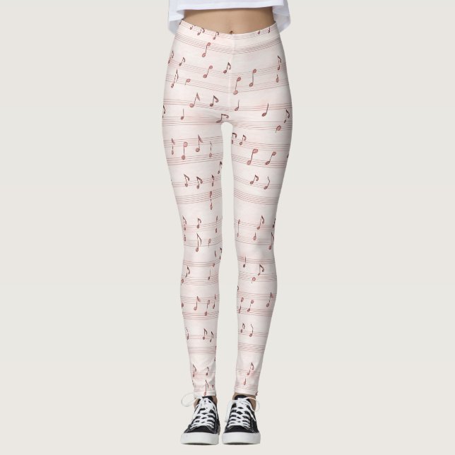 Leggings Pink Music Notes Sheet (Devant)