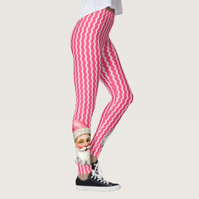 Leggings Pink Retro Santa Claus Ric Rose Noël (Droite)