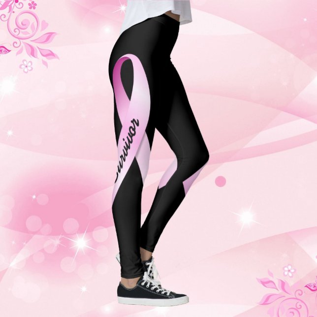 Leggings Pink Ribbon Personnaliser Nom Soutien pour le canc (Créateur téléchargé)