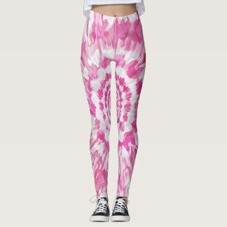 Leggings Pink Tie-Dye Spiral Abstract Pattern