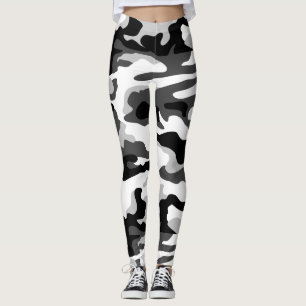 Leggings PixDezines Camo arctique, noir/blanc/gris