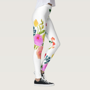 Leggings PixDezines floral aquarelle/renoncule/rose