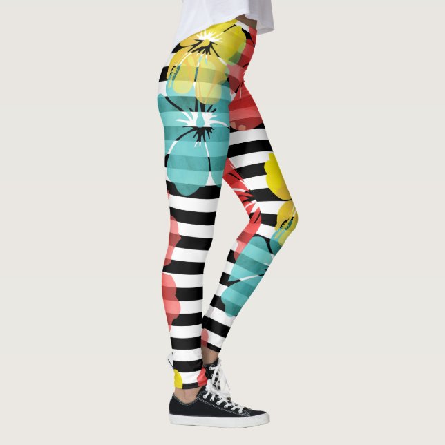 Leggings PixDezines Hibiscus/Jaune/Orange/Aqua/do-it-yourse (Droite)