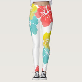 Leggings PixDezines Hibiscus/Jaune/Orange/Aqua/do-it-yourse