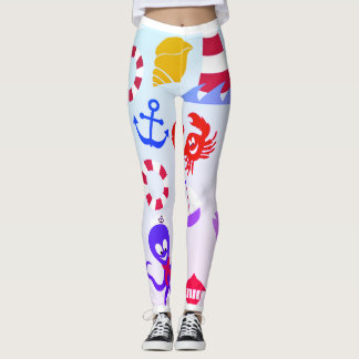 Leggings Plage de mer et animaux de mer motif océanique