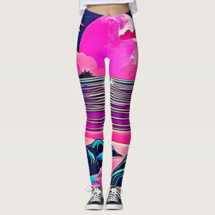 Leggings Plage de néon rose lune