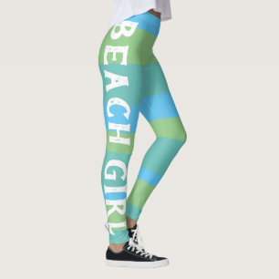 Leggings Plage D'Été En Été Fille Bleu Et Vert Entraînement