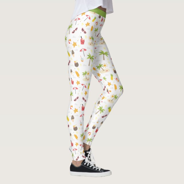 Leggings Plage tropicale Plages amusantes Palmiers Ananas L (Droite)