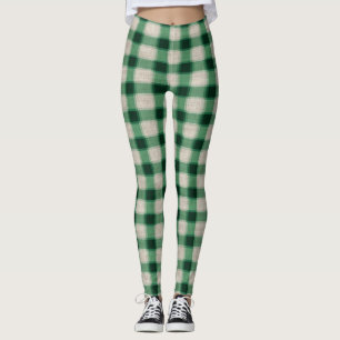 Leggings Plaid à la crème verte