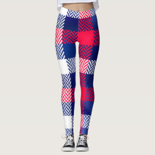 Leggings Plaid bleu, rouge et blanc