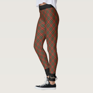 Leggings Plaid bronzage noir rouge personnalisé avec