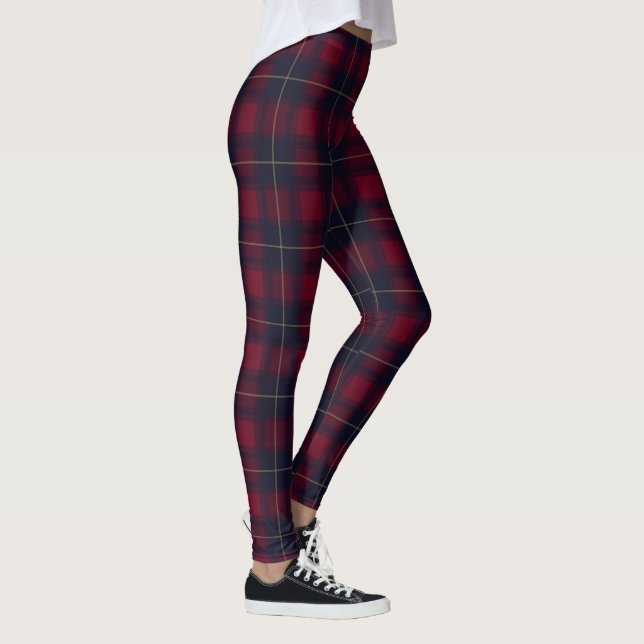 Leggings Plaid classique bleu marine et rouge foncé (Droite)