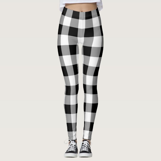 Leggings Plaid de buffle noir et blanc (Devant)