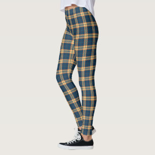 Leggings Plaid de Madras de jaune de bleu marine