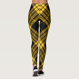 Leggings Plaid de tartan diagonal à la mode jaune noir