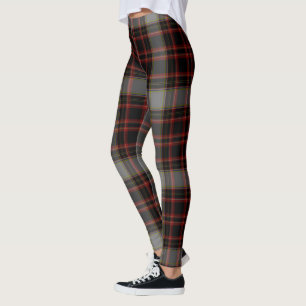 Leggings Plaid de tartan géant gris rouge noir