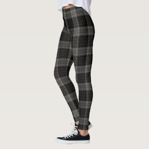 Leggings Plaid de tartan noir de gris de charbon de bois
