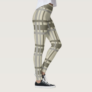Leggings Plaid gris et crème