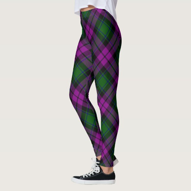 Leggings Plaid Moderne Fuchsia Violet & Vert (Gauche)