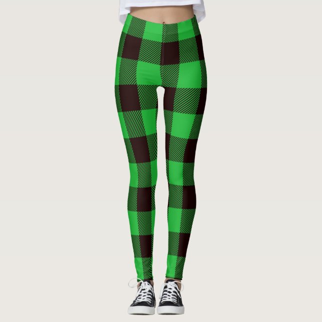 Leggings Plaid noir vert Buffalo (Devant)