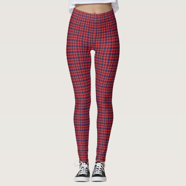 Leggings Plaid rouge et bleu (Devant)