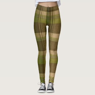 Leggings Plaid Vert Et Brown