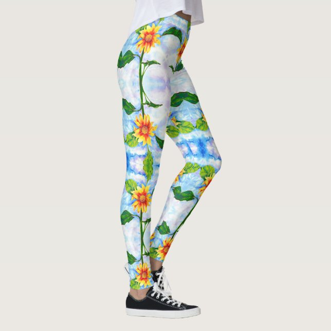 Leggings Plaisir dans le soleil aquarelle tournesol peintur (Droite)