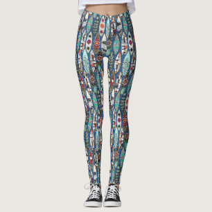 Leggings planches de surf bleu