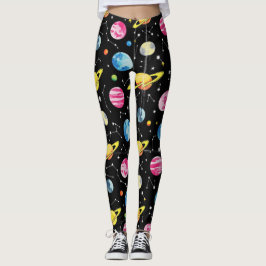 Leggings Planètes Lunes Galaxy Motif