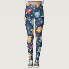 Leggings Planètes Rocket Ships Stars Galaxy